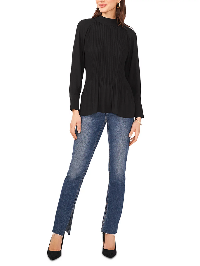 VINCE CAMUTO Pleated Round Neck Top