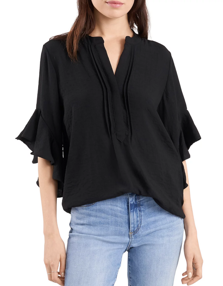 VINCE CAMUTO Split Neck Ruffle Sleeve Blouse