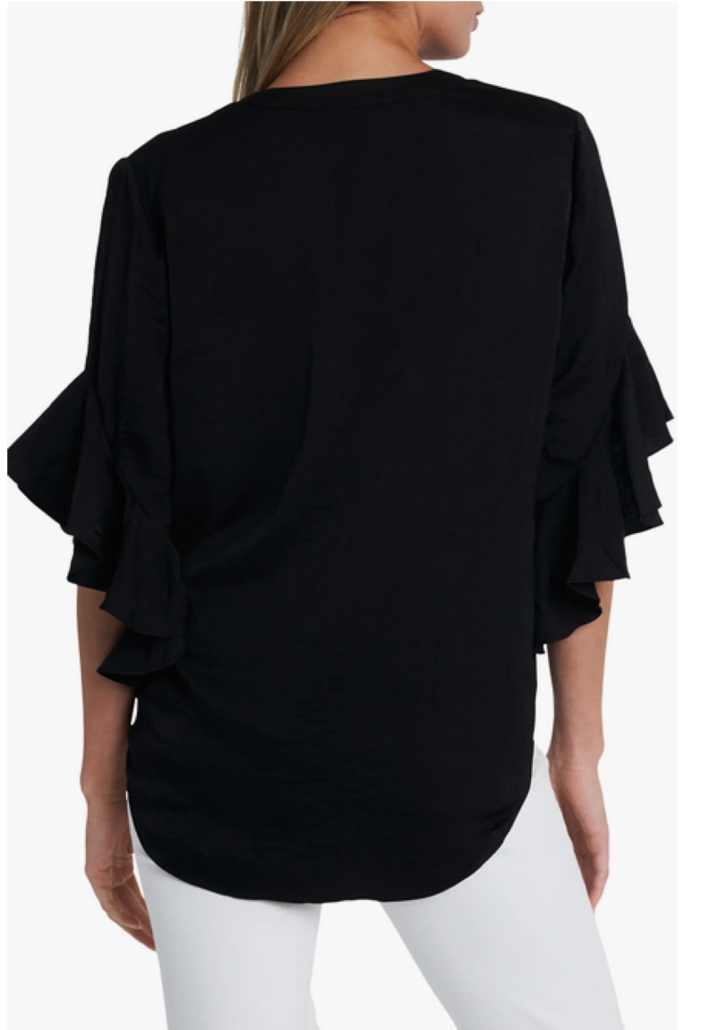 VINCE CAMUTO Split Neck Ruffle Sleeve Blouse