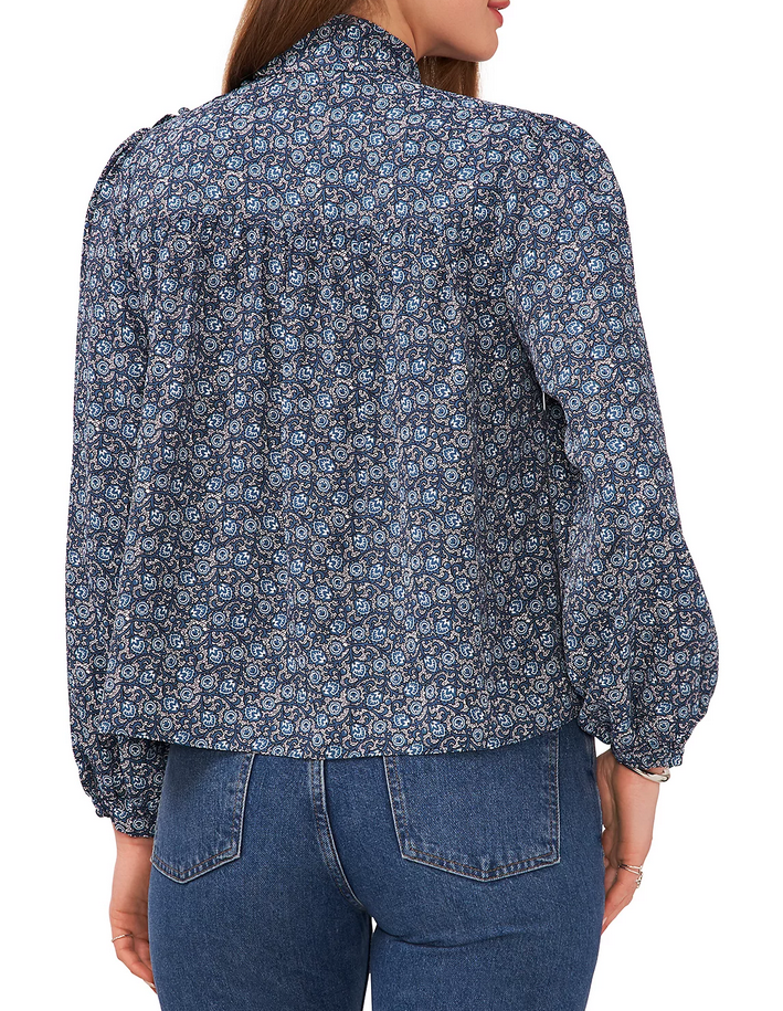 1.STATE Printed Bow Tie Blouse