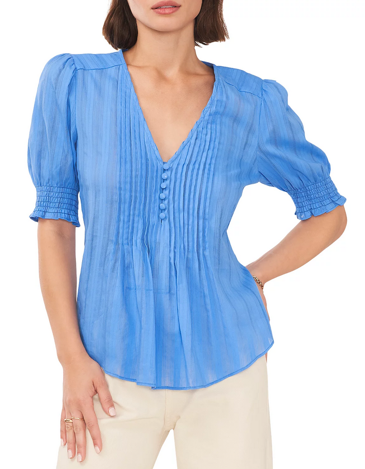 1.STATE Elbow Sleeve Pintuck Blouse