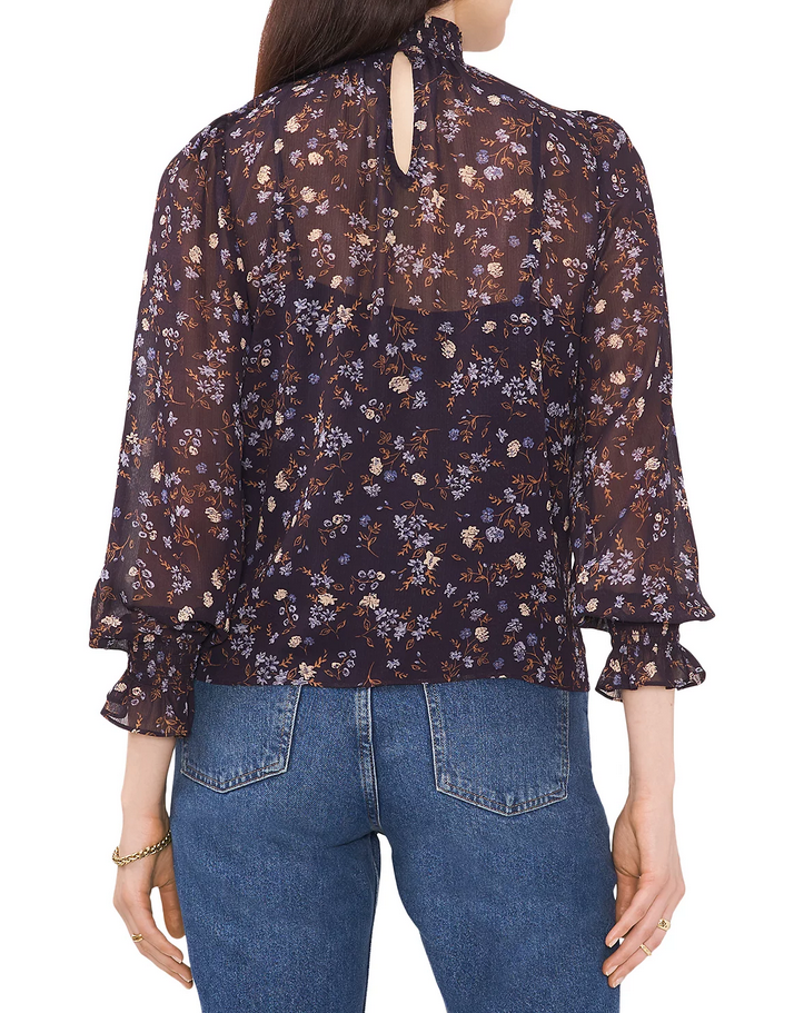 1.STATE Floral Print Mock Neck Top