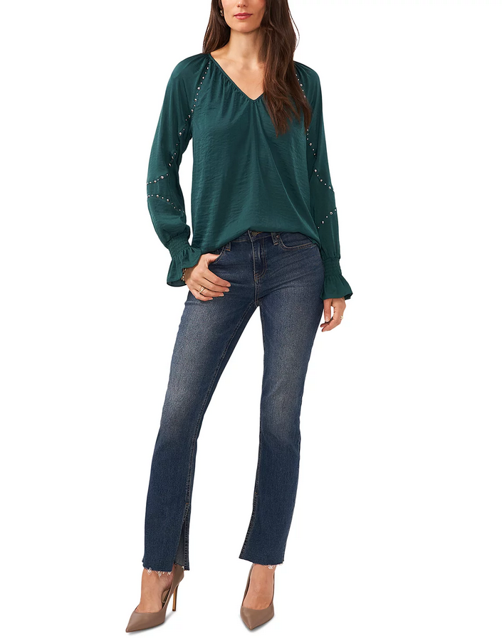 VINCE CAMUTO Embellished V Neck Top