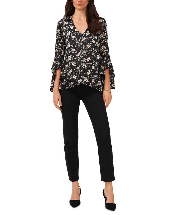 VINCE CAMUTO V Neck Ruffled Sleeve Blouse