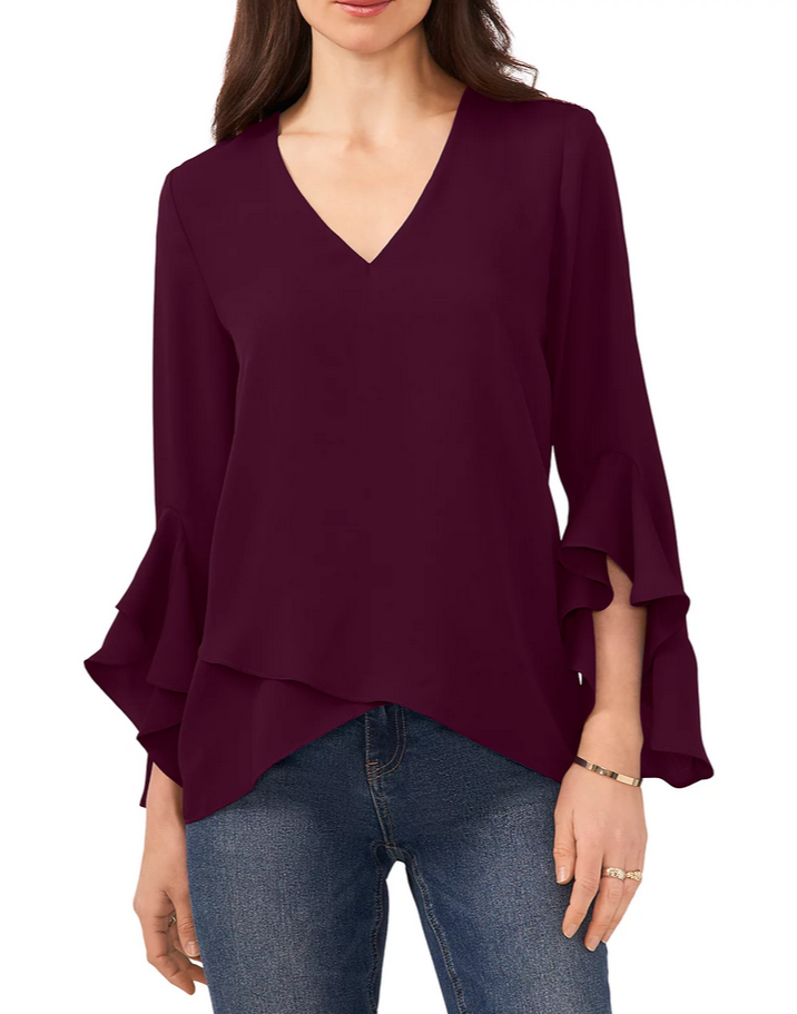 VINCE CAMUTO Flutter Sleeve Crossover Top