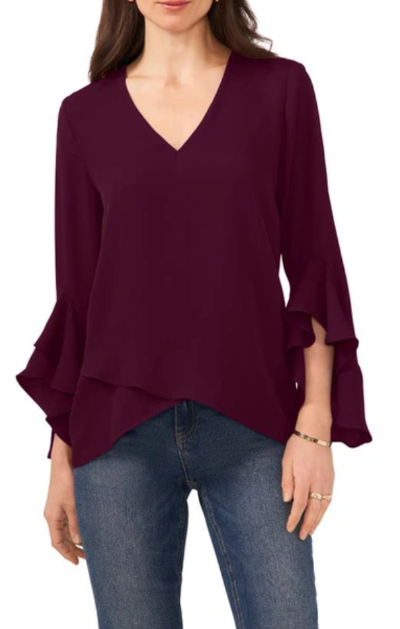 VINCE CAMUTO Flutter Sleeve Crossover Top