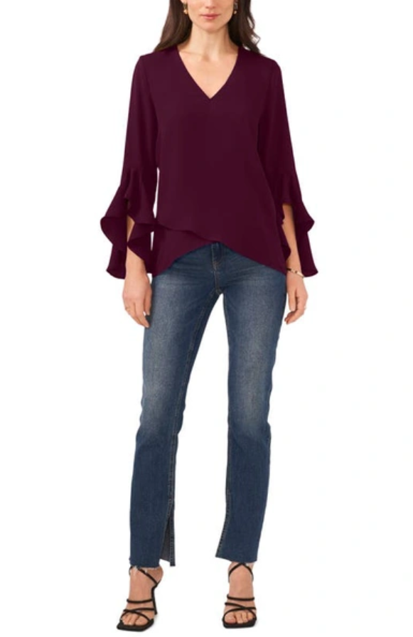 VINCE CAMUTO Flutter Sleeve Crossover Top