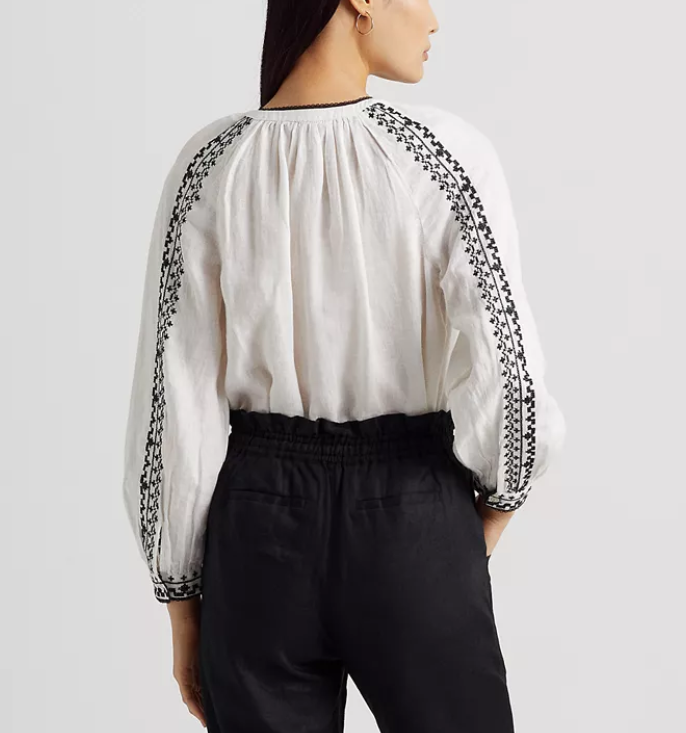 Lauren Ralph Lauren Embroidered Linen Blouse