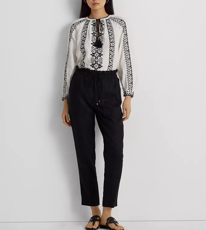 Lauren Ralph Lauren Embroidered Linen Blouse