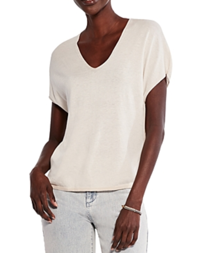 NIC+ZOE Cap Sleeve V Neck Sweater