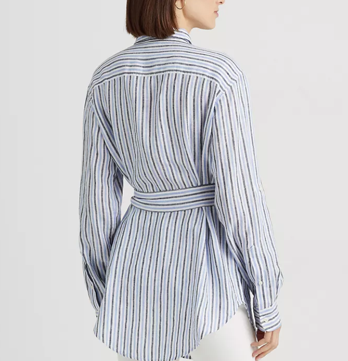 Lauren Ralph Lauren Striped Belted Linen Shirt