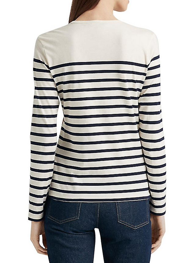 Lauren Ralph Lauren Striped Floral Jersey Top