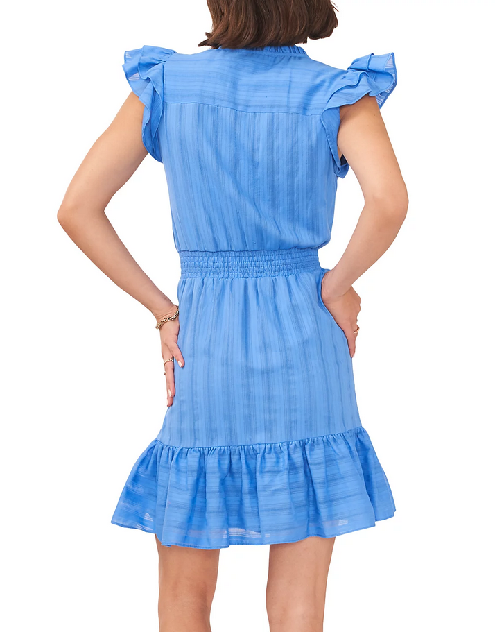 1.STATE Flutter Sleeve Button Front A Line Mini Dress