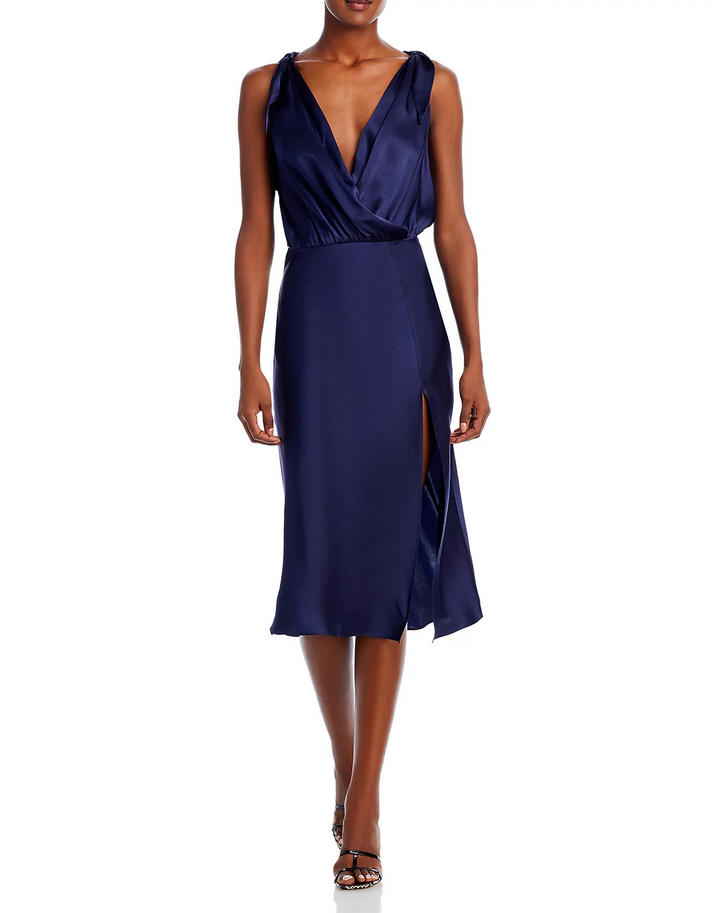 Amanda Uprichard Devi Silk Crossover Midi Dress