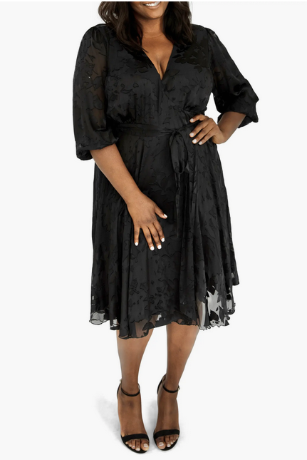 Maree Pour Toi Plus Size Floral Burnout Wrap Dress