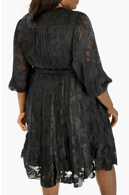 Maree Pour Toi Plus Size Floral Burnout Wrap Dress