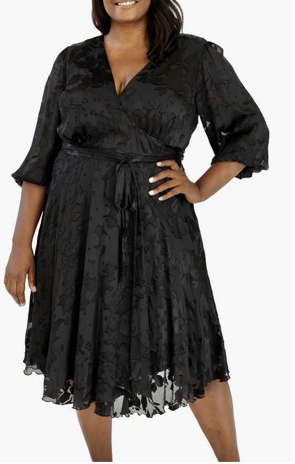 Maree Pour Toi Plus Size Floral Burnout Wrap Dress