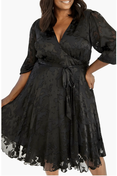 Maree Pour Toi Plus Size Floral Burnout Wrap Dress