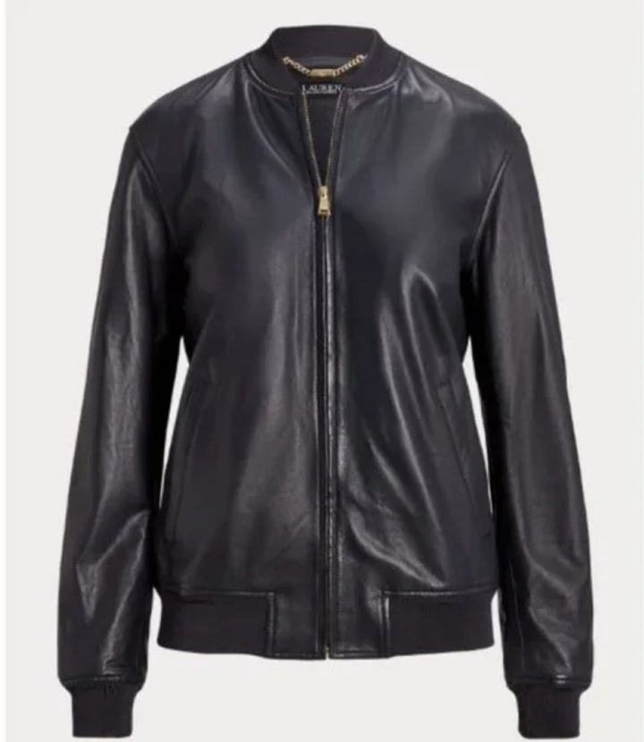 LAUREN RALPH LAUREN Stretch Leather Bomber Jacket