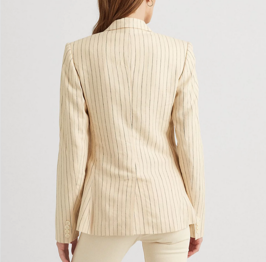 LAUREN RALPH LAUREN Striped Linen-Blend Blazer