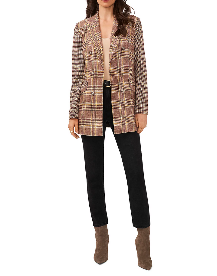 VINCE CAMUTO Plaid Double Breasted Blazer