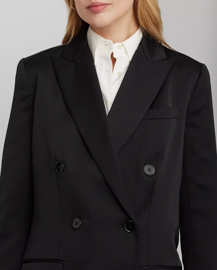 LAUREN RALPH LAUREN Double-Breasted Satin Crepe Blazer