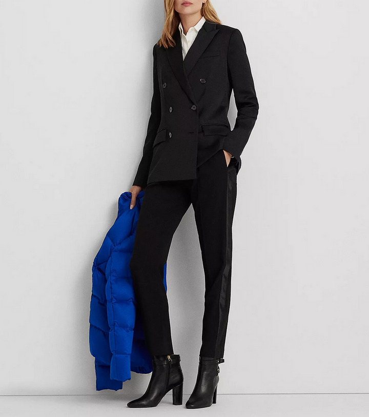 LAUREN RALPH LAUREN Double-Breasted Satin Crepe Blazer