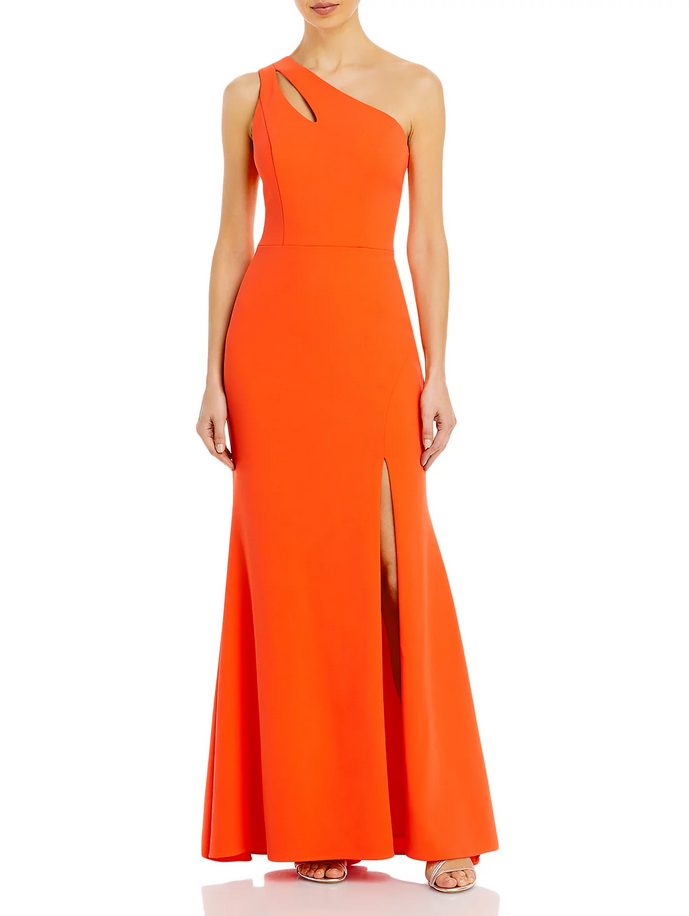 AQUA One Shoulder Cutout Gown