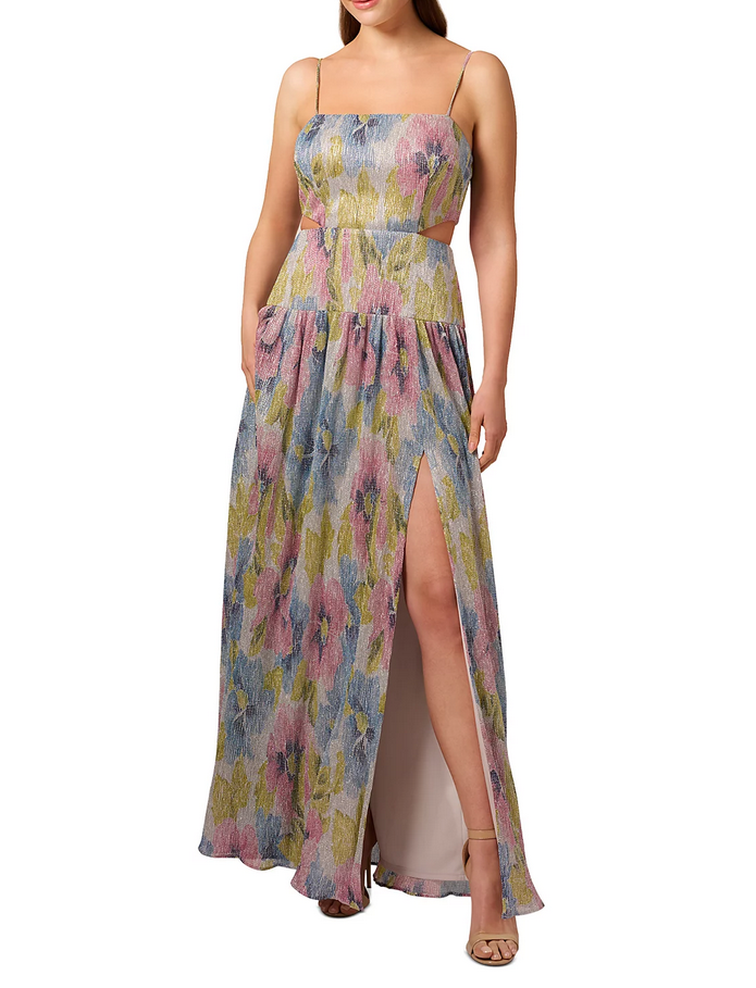 Liv Foster Printed Cutout Pleat Front Dress