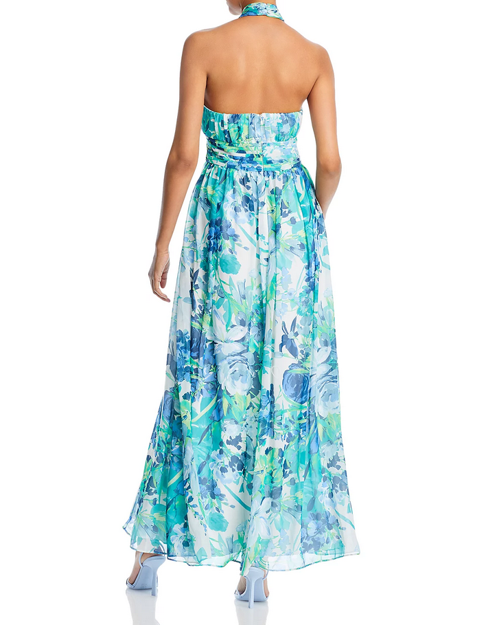 Eliza J Halter Neck A Line Gown