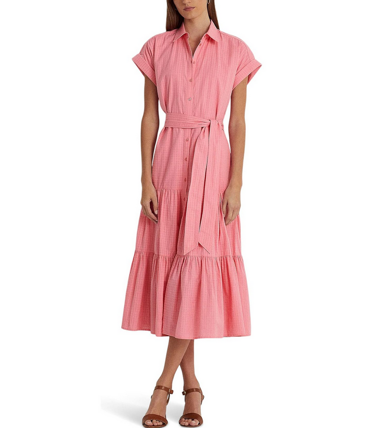 LAUREN RALPH LAUREN Gingham Belted Cotton Dress