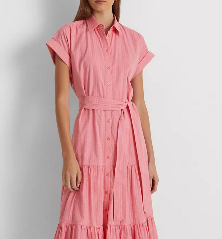 LAUREN RALPH LAUREN Gingham Belted Cotton Dress