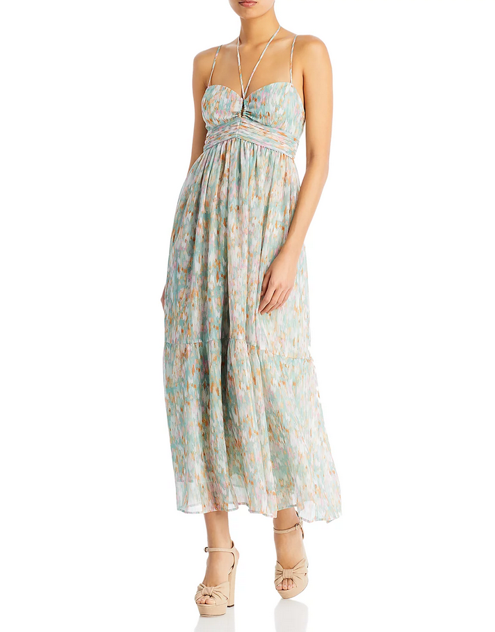 AQUA Keyhole Halter Maxi Dress