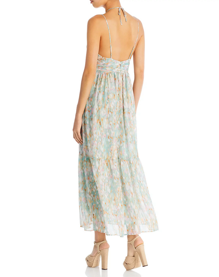 AQUA Keyhole Halter Maxi Dress