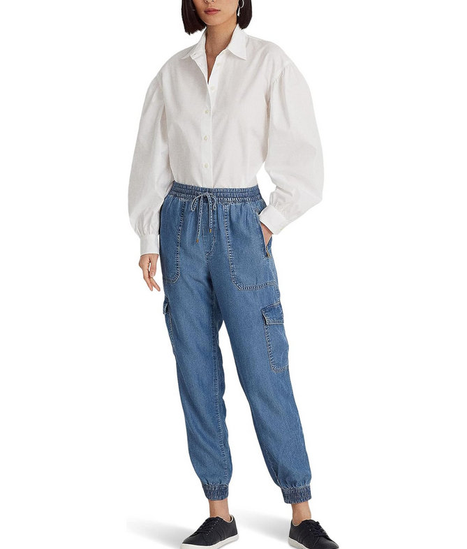 LAUREN Ralph Lauren Chambray Cargo Ankle Pants