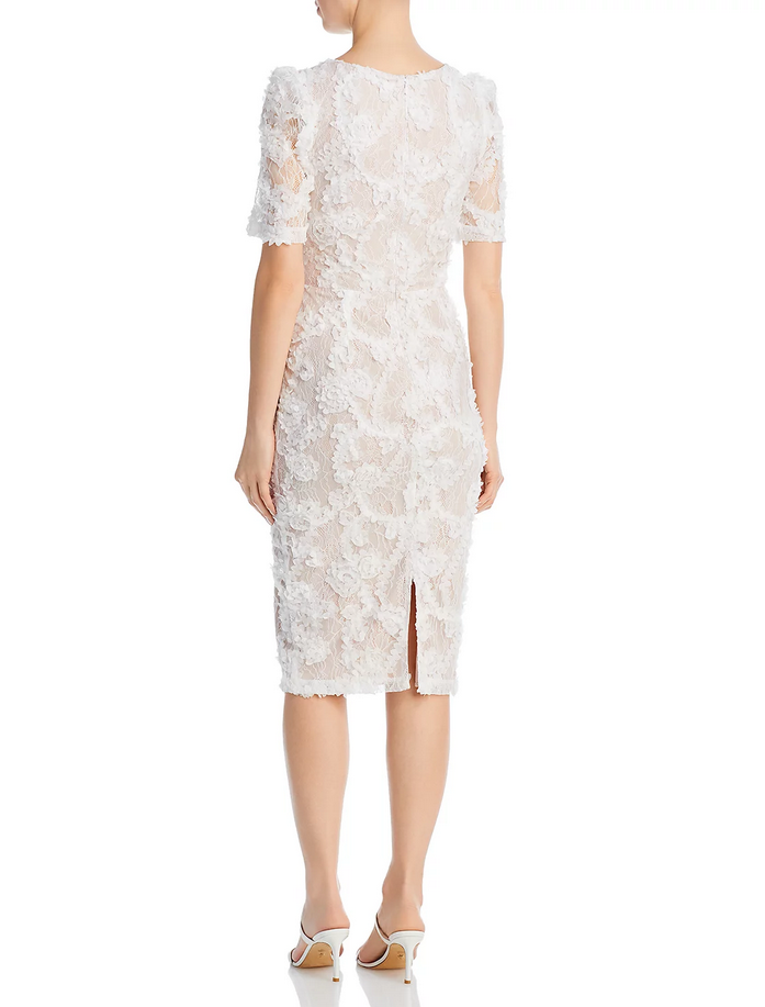 AQUA Floral Appliqu Lace Midi Sheath Dress AQUA Floral Appliqu Lace Midi Sheath Dress