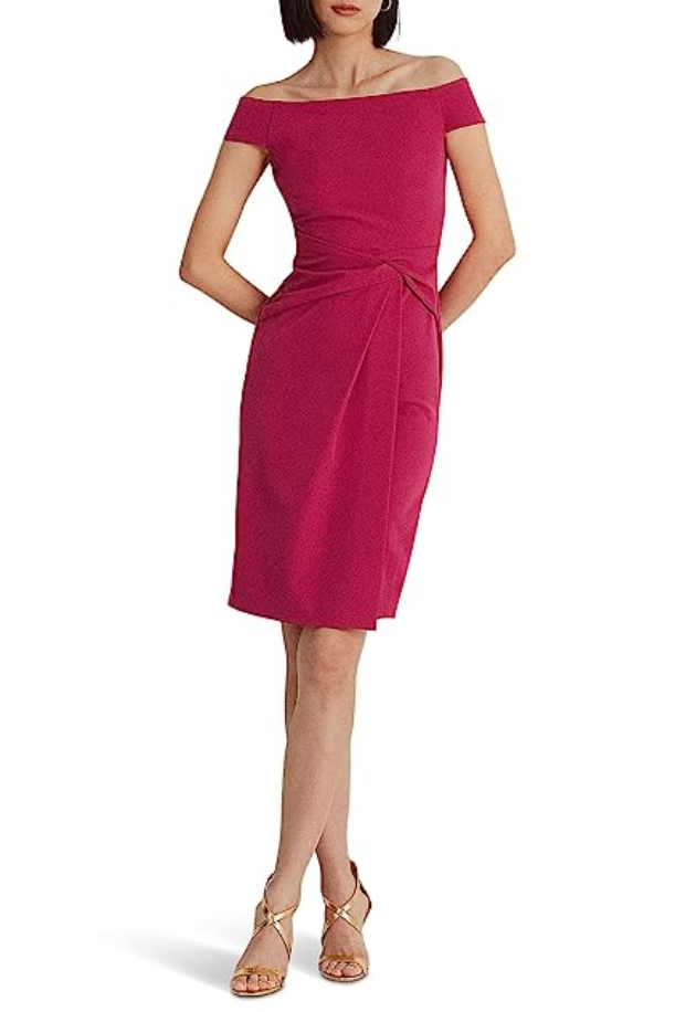 LAUREN RALPH LAUREN Crepe Off-the-Shoulder Dress