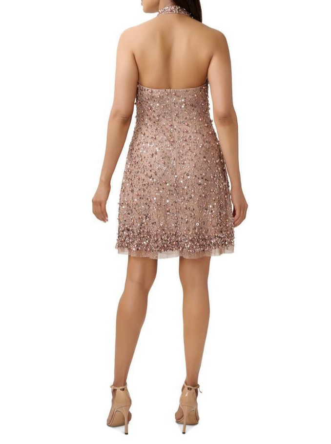 Aidan by Aidan Mattox Beaded Halter Swing Dress DGFOutlet Aidan by Aidan Mattox Beaded Halter Swing Dress DGFOutlet