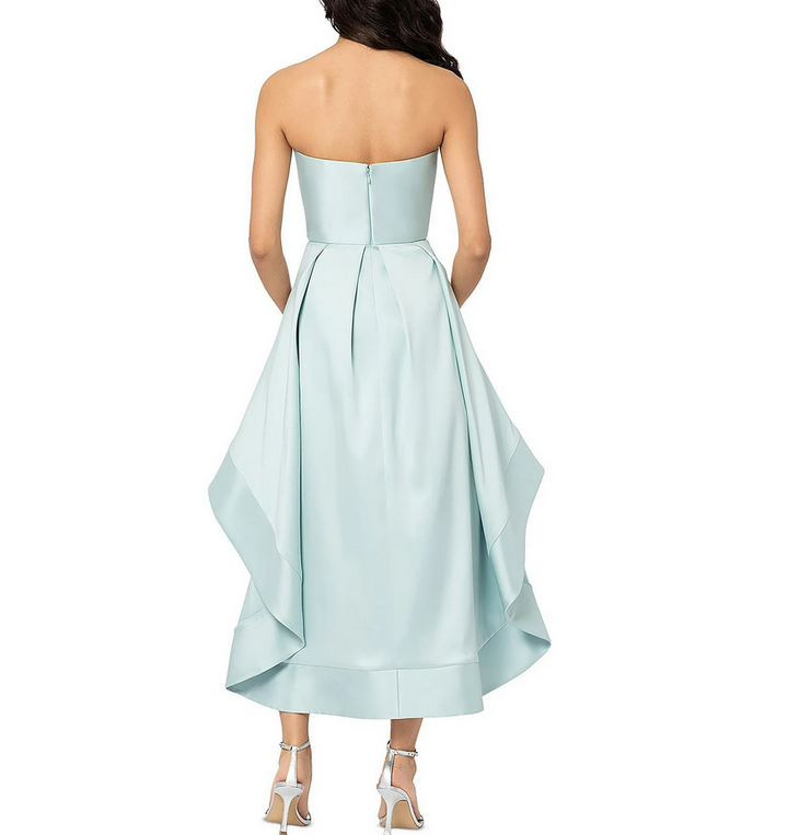 AQUA Mikado Strapless Midi Gown