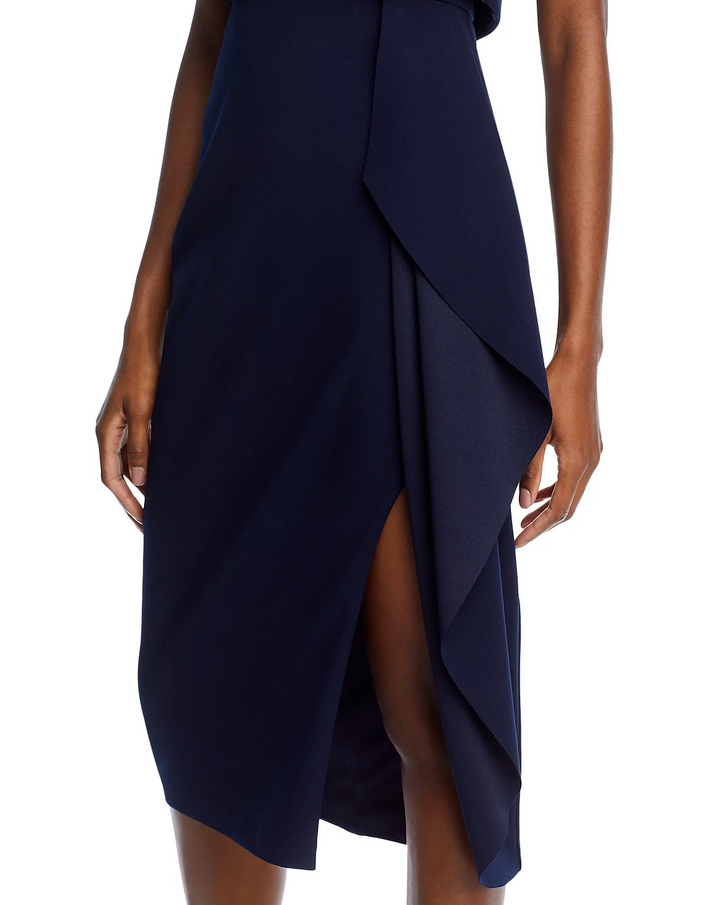 AQUA Crepe Overlay Midi Dress