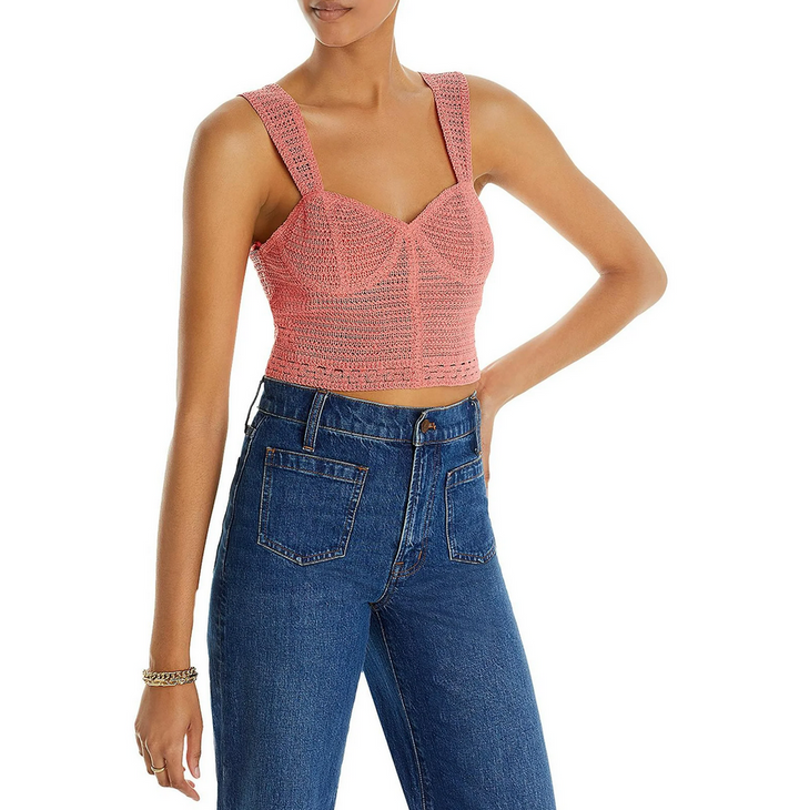 AQUA Crocheted Cropped Top