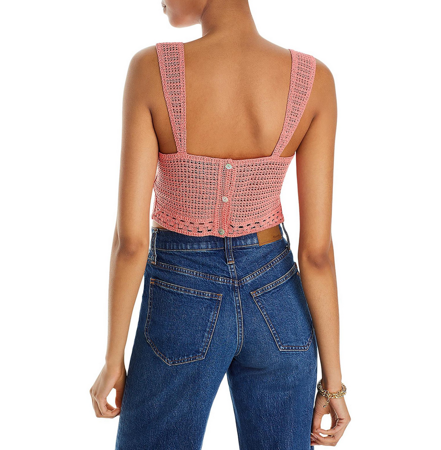 AQUA Crocheted Cropped Top