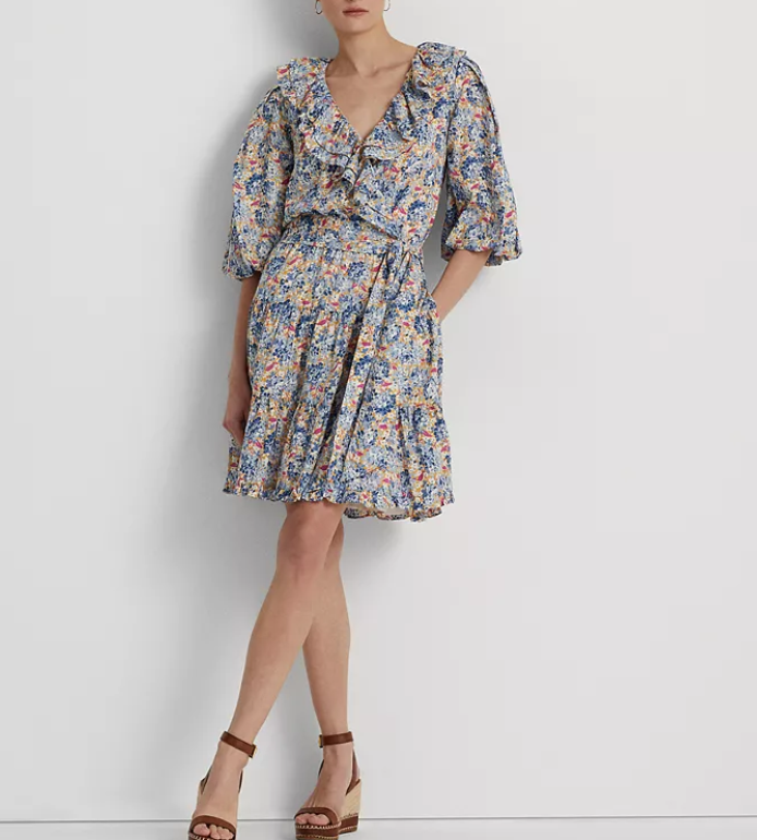 Lauren Ralph Lauren Floral Ruffle-Trim Cotton Voile Dress
