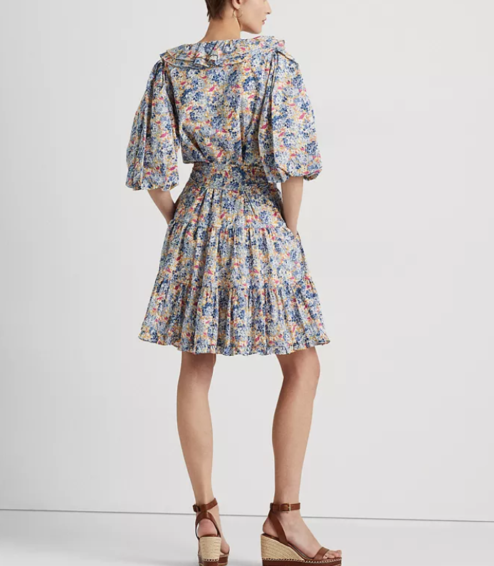 Lauren Ralph Lauren Floral Ruffle-Trim Cotton Voile Dress