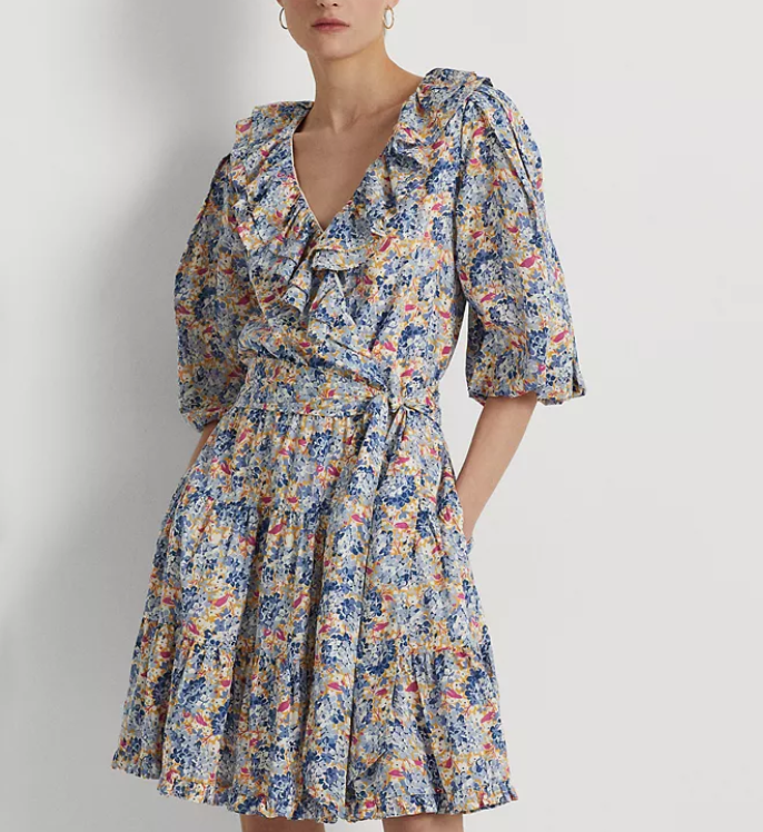 Lauren Ralph Lauren Floral Ruffle-Trim Cotton Voile Dress