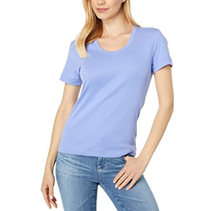 Three Dots Cotton Scoop-Neck Tee