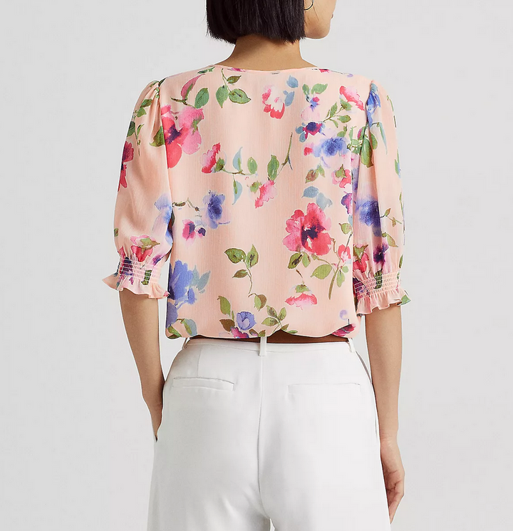 LAUREN RALPH LAUREN Floral Crinkle Georgette Blouse