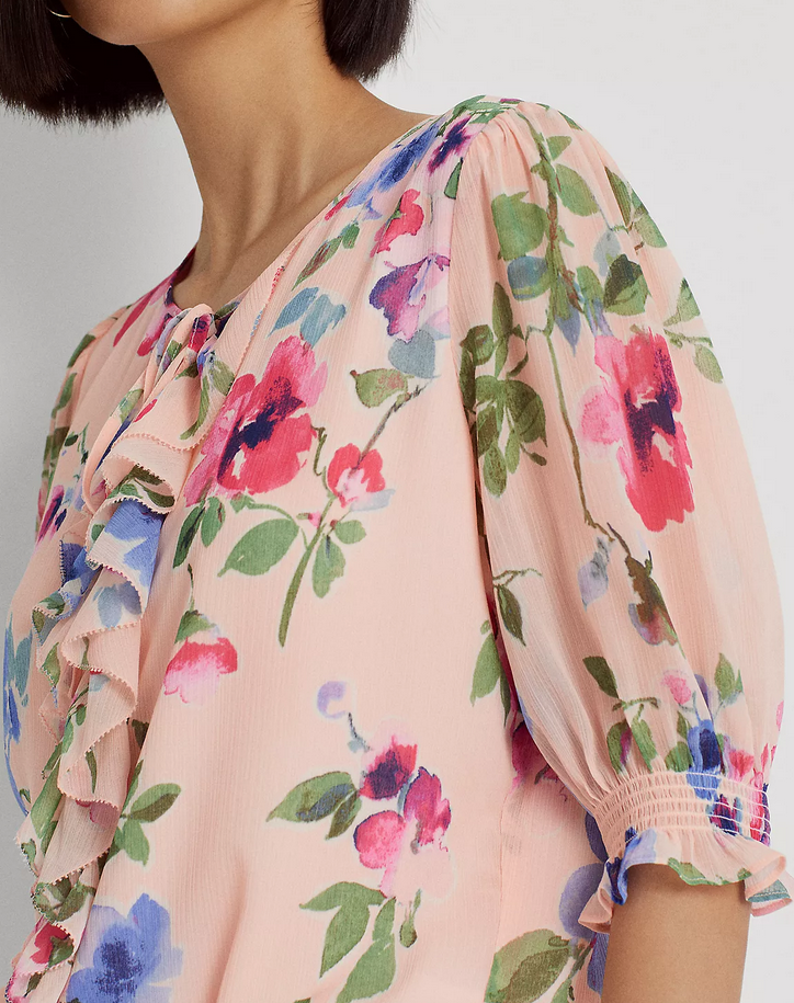 LAUREN RALPH LAUREN Floral Crinkle Georgette Blouse