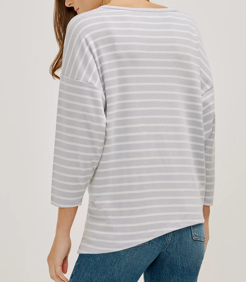 Three Dots Striped Asymmetric Tee