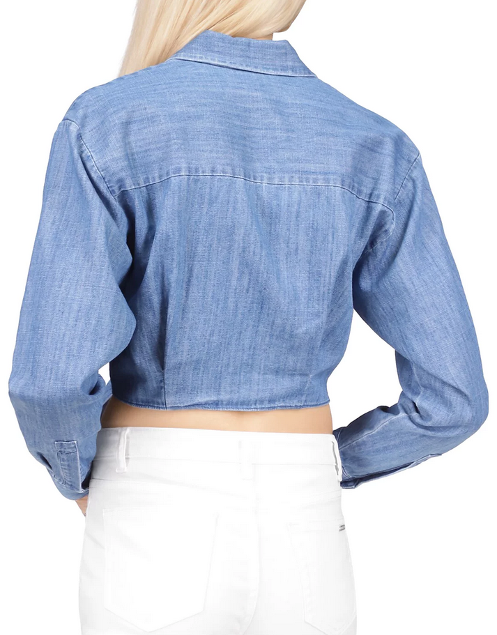 MICHAEL Michael Kors Chambray Cropped Tie Front Shirt